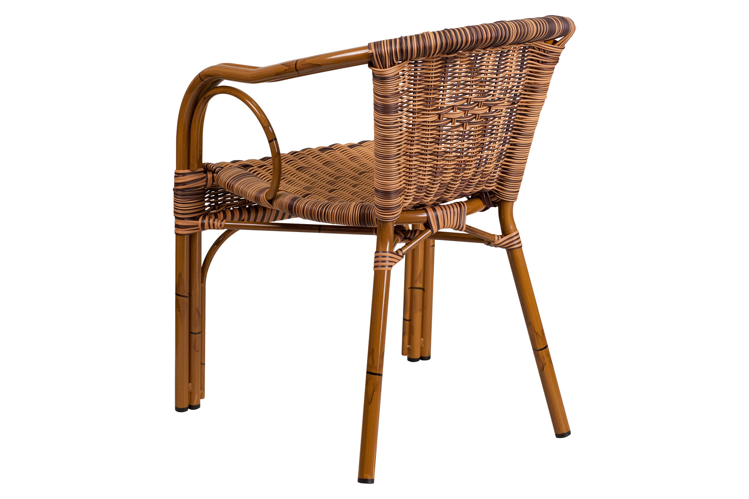 BLNK Cadiz Series Rattan Restaurant Patio Chair with Bamboo-Aluminum Frame - Burning Brown/Dark Red