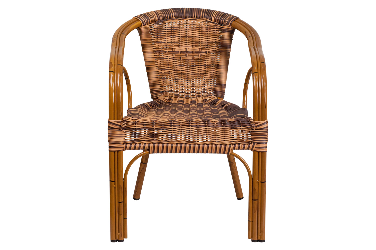 BLNK Cadiz Series Rattan Restaurant Patio Chair with Bamboo-Aluminum Frame - Burning Brown/Dark Red