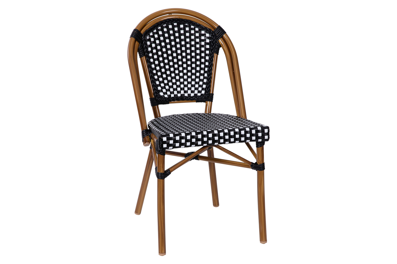 BLNK Bordeaux Commercial Indoor-Outdoor French Bistro Stacking Chair - Black/White