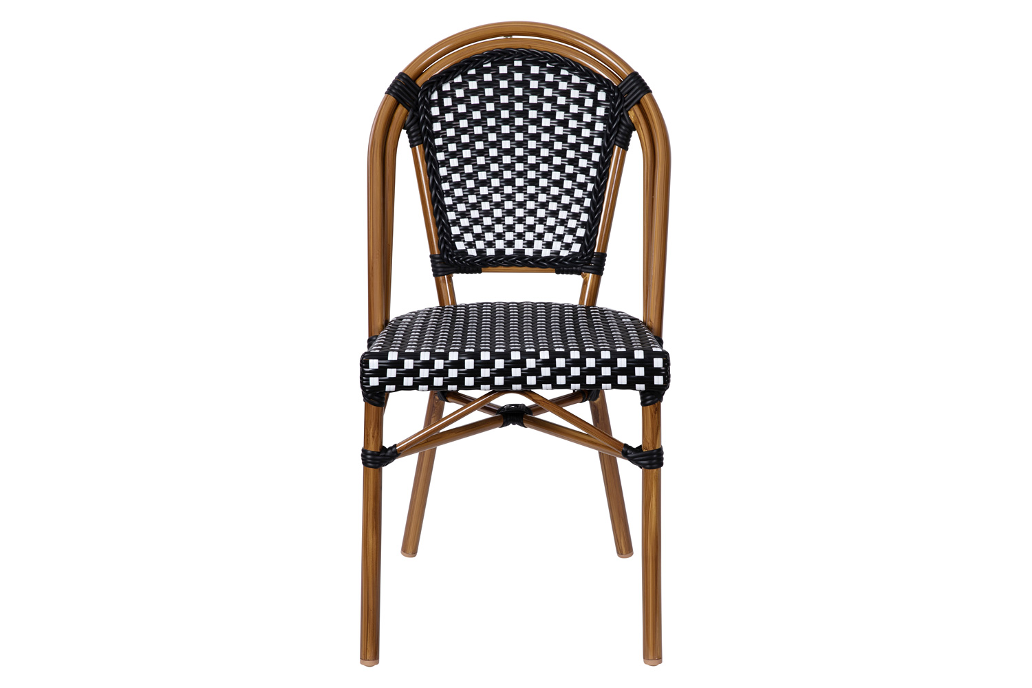 BLNK Bordeaux Commercial Indoor-Outdoor French Bistro Stacking Chair - Black/White