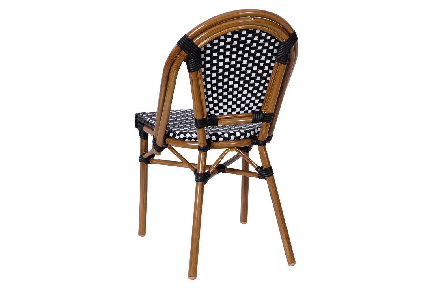 BLNK Bordeaux Commercial Indoor-Outdoor French Bistro Stacking Chair - Black/White