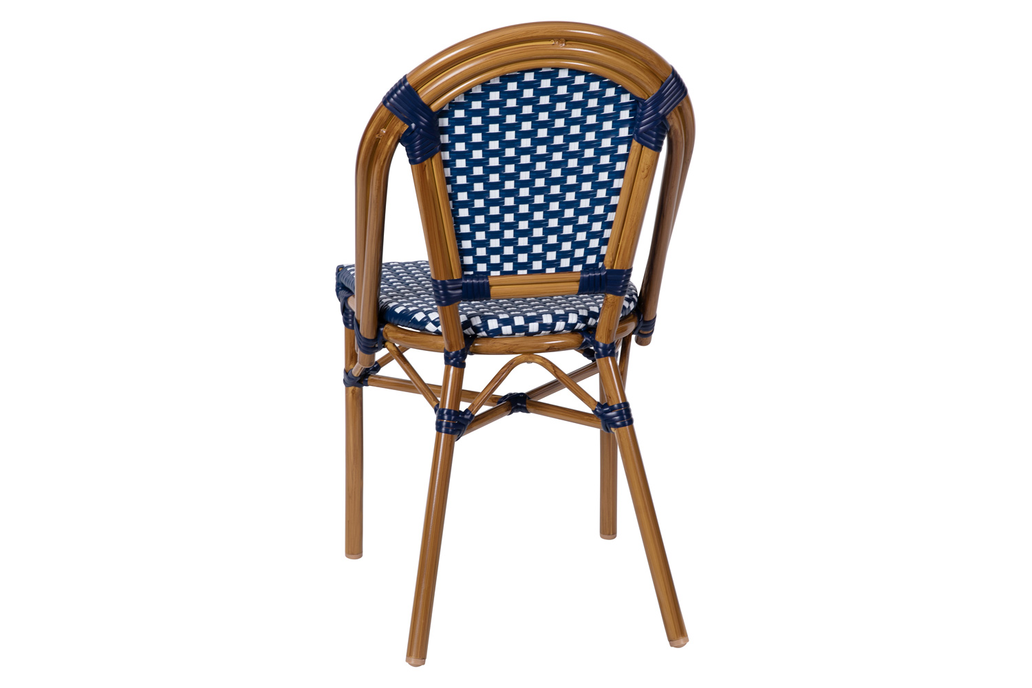 BLNK Bordeaux Commercial Indoor-Outdoor French Bistro Stacking Chair - Navy/White