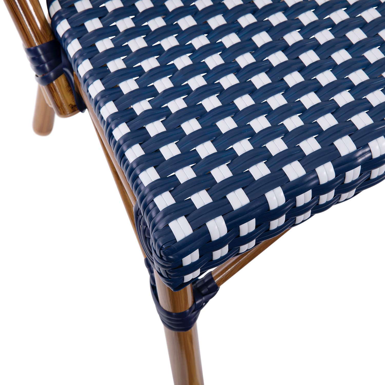 BLNK Bordeaux Commercial Indoor-Outdoor French Bistro Stacking Chair - Navy/White