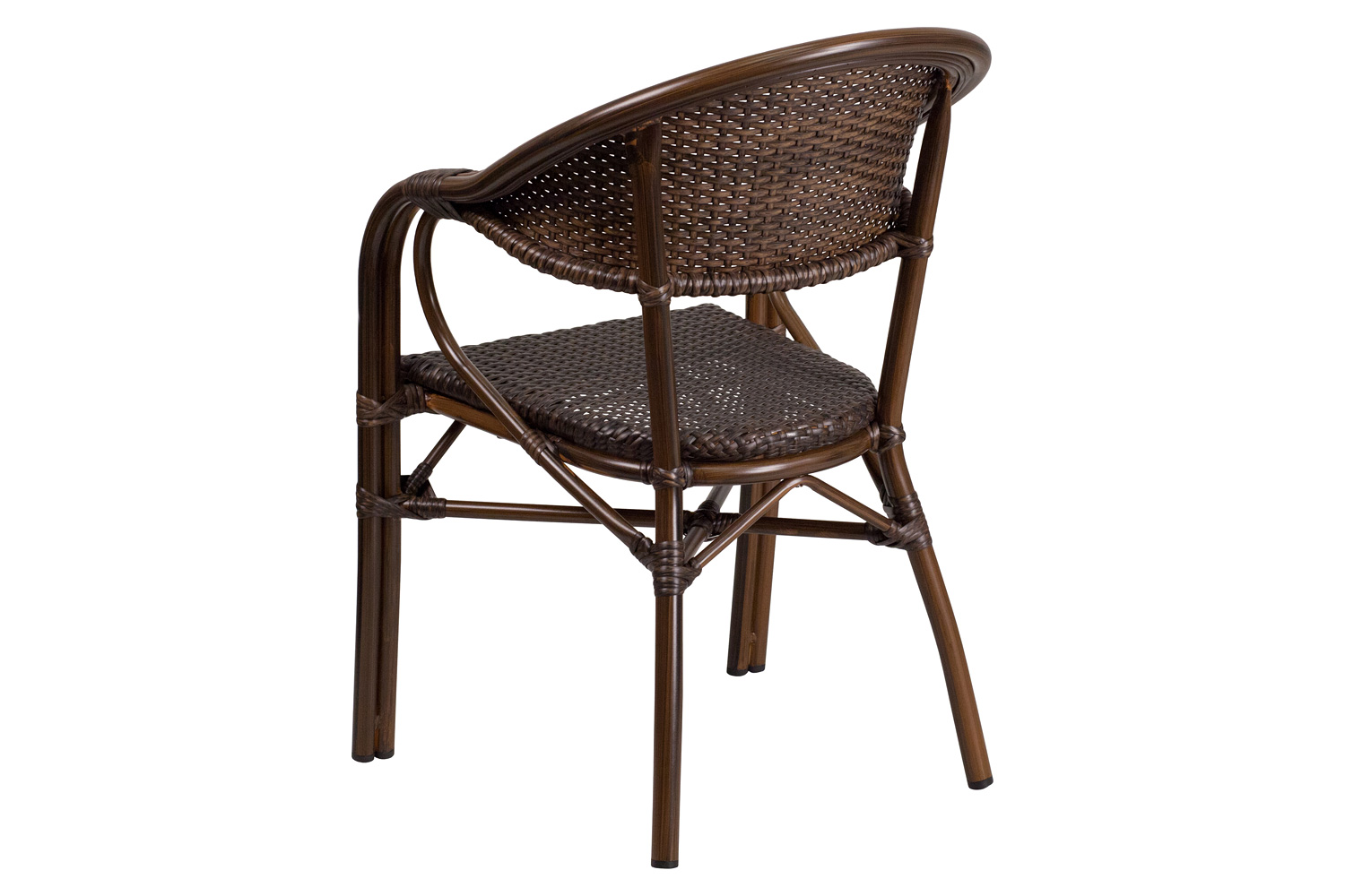 BLNK™ Milano Series Rattan Restaurant Patio Chair with Bamboo-Aluminum Frame - Cocoa