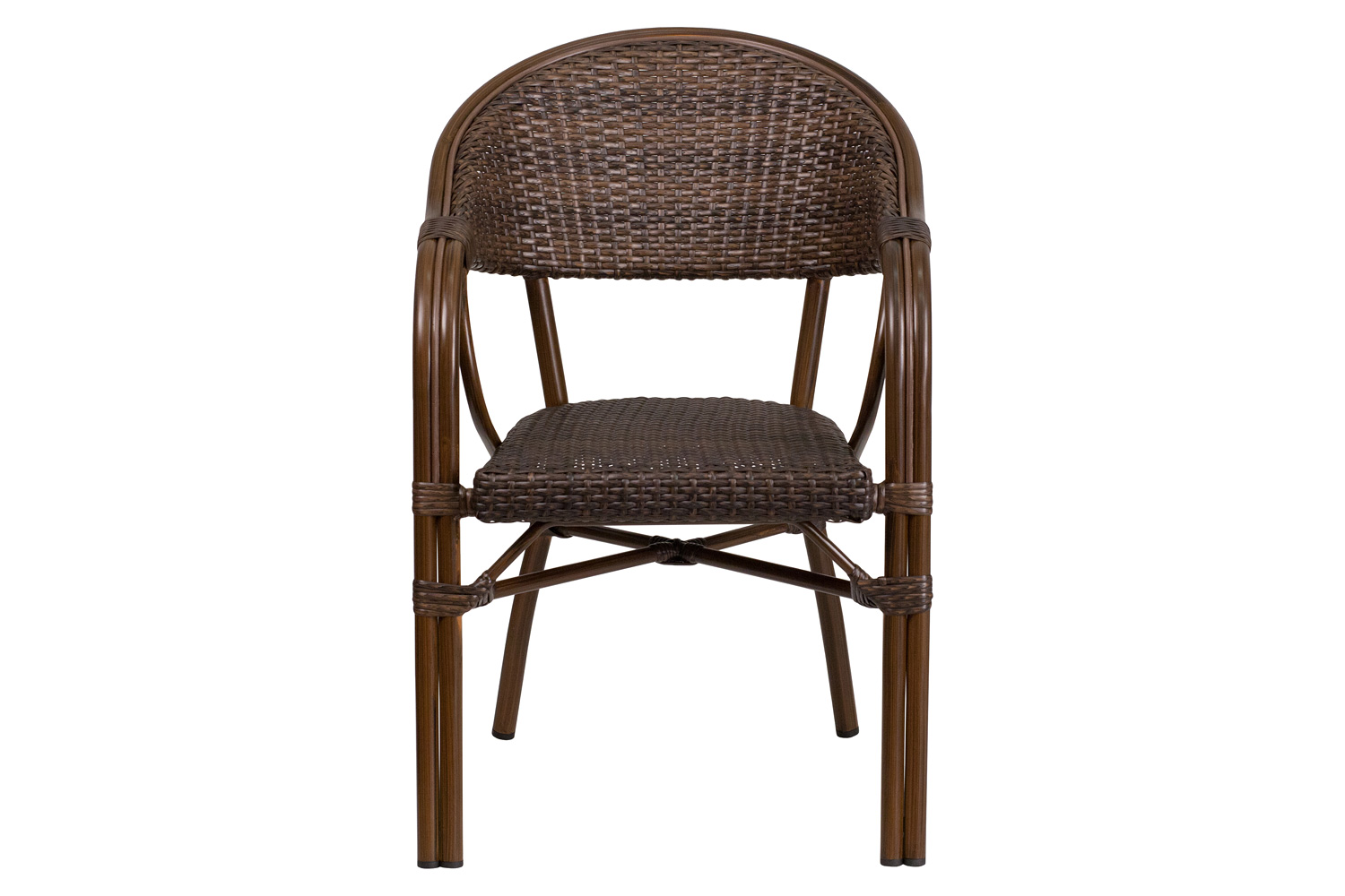 BLNK™ Milano Series Rattan Restaurant Patio Chair with Bamboo-Aluminum Frame - Cocoa