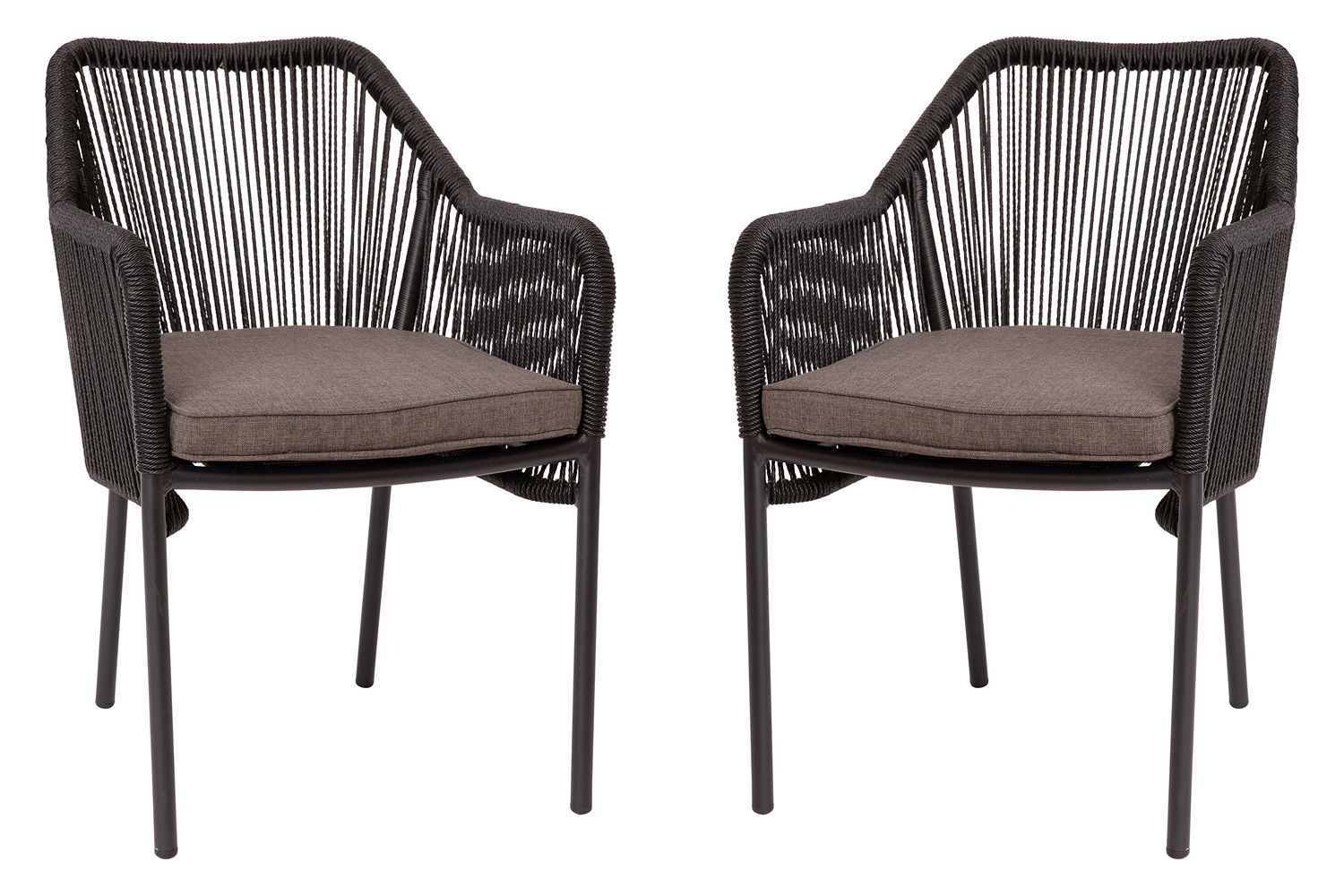 BLNK Kallie All-Weather Woven Stacking Club Chairs with Rounded Arms and Zippered Seat Cushions Set of 2