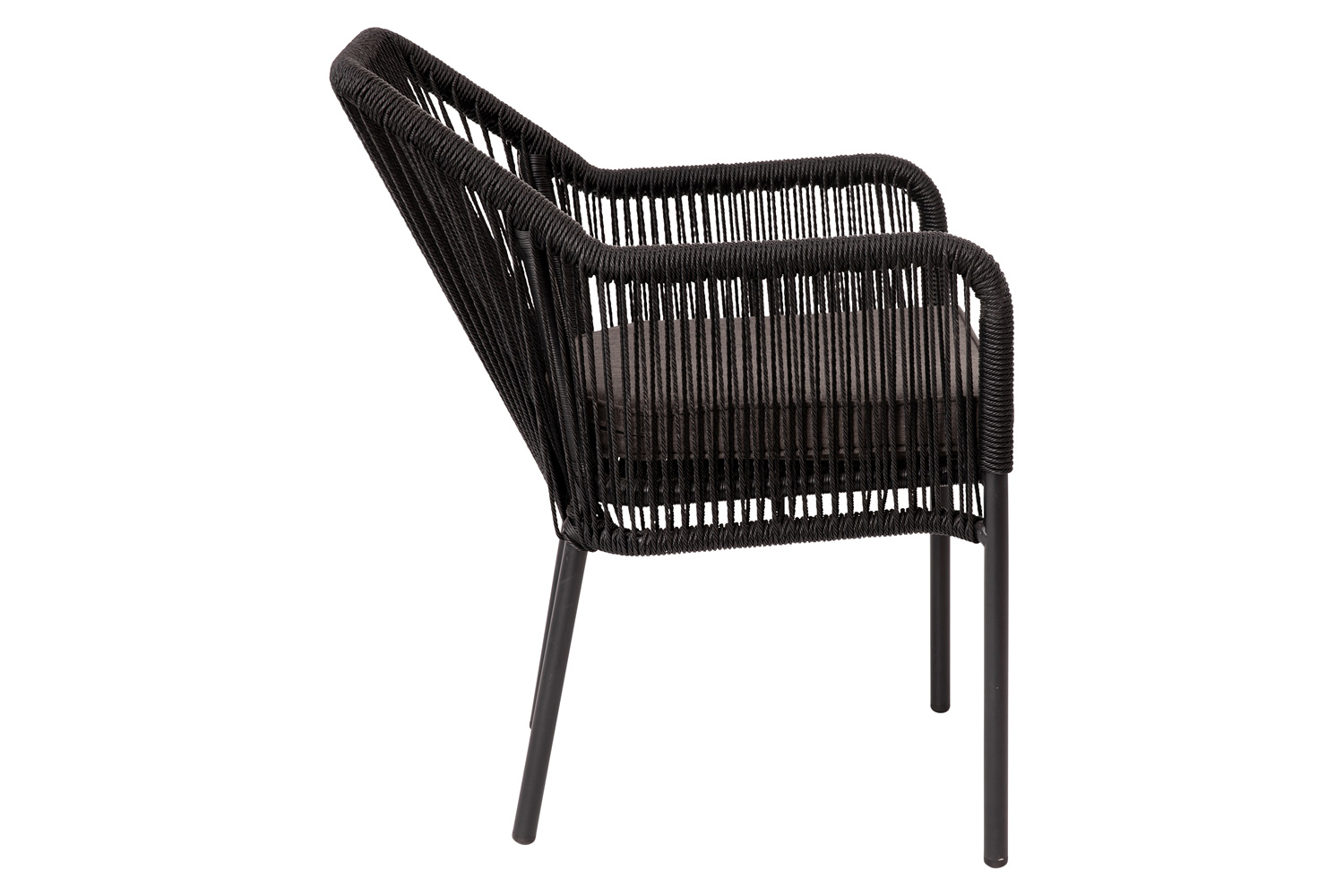 BLNK Kallie All-Weather Woven Stacking Club Chairs with Rounded Arms and Zippered Seat Cushions Set of 2 - Black/Gray