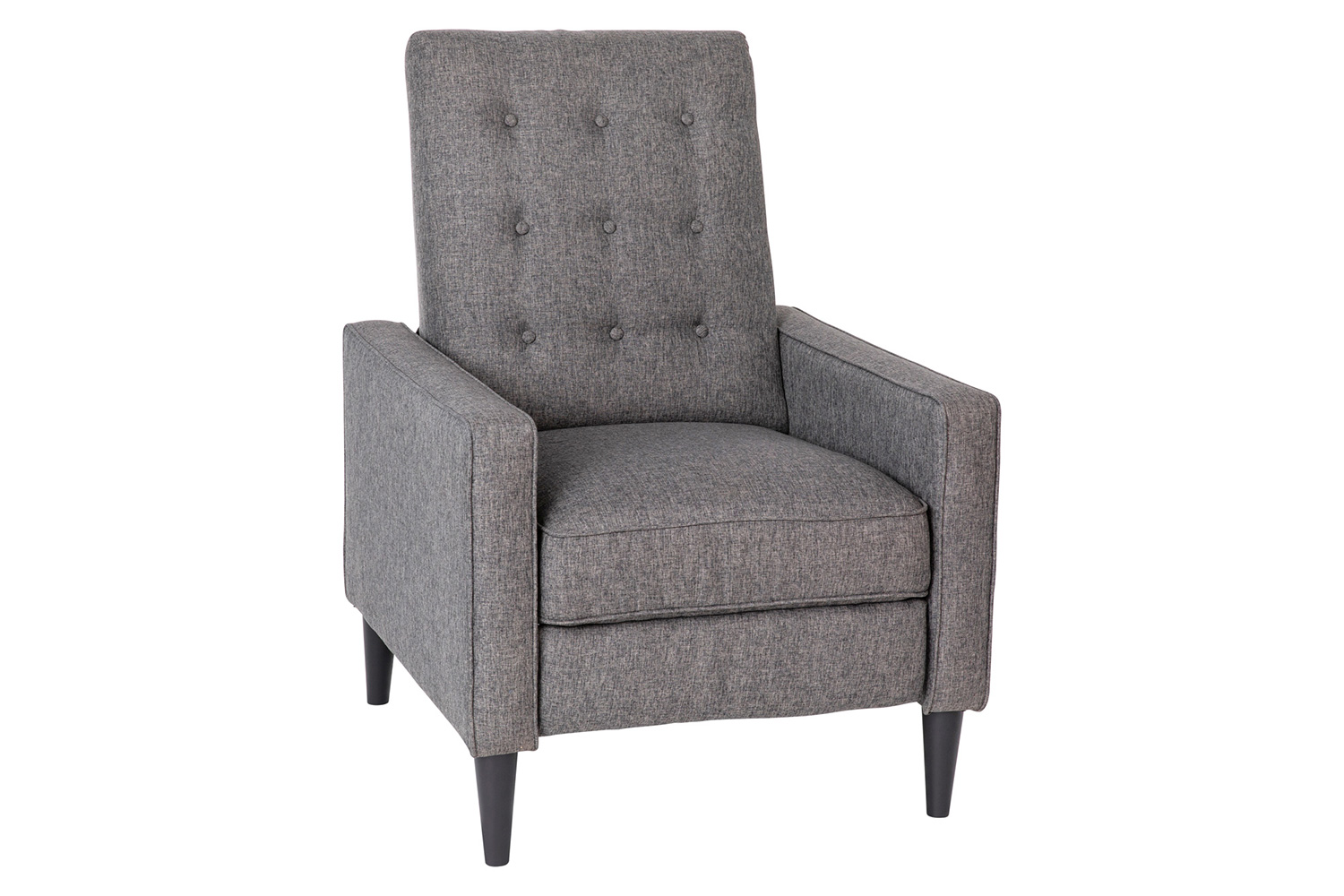 BLNK Ezra Fabric Mid-Century Modern Upholstered Button Tufted Pushback Recliner - Gray