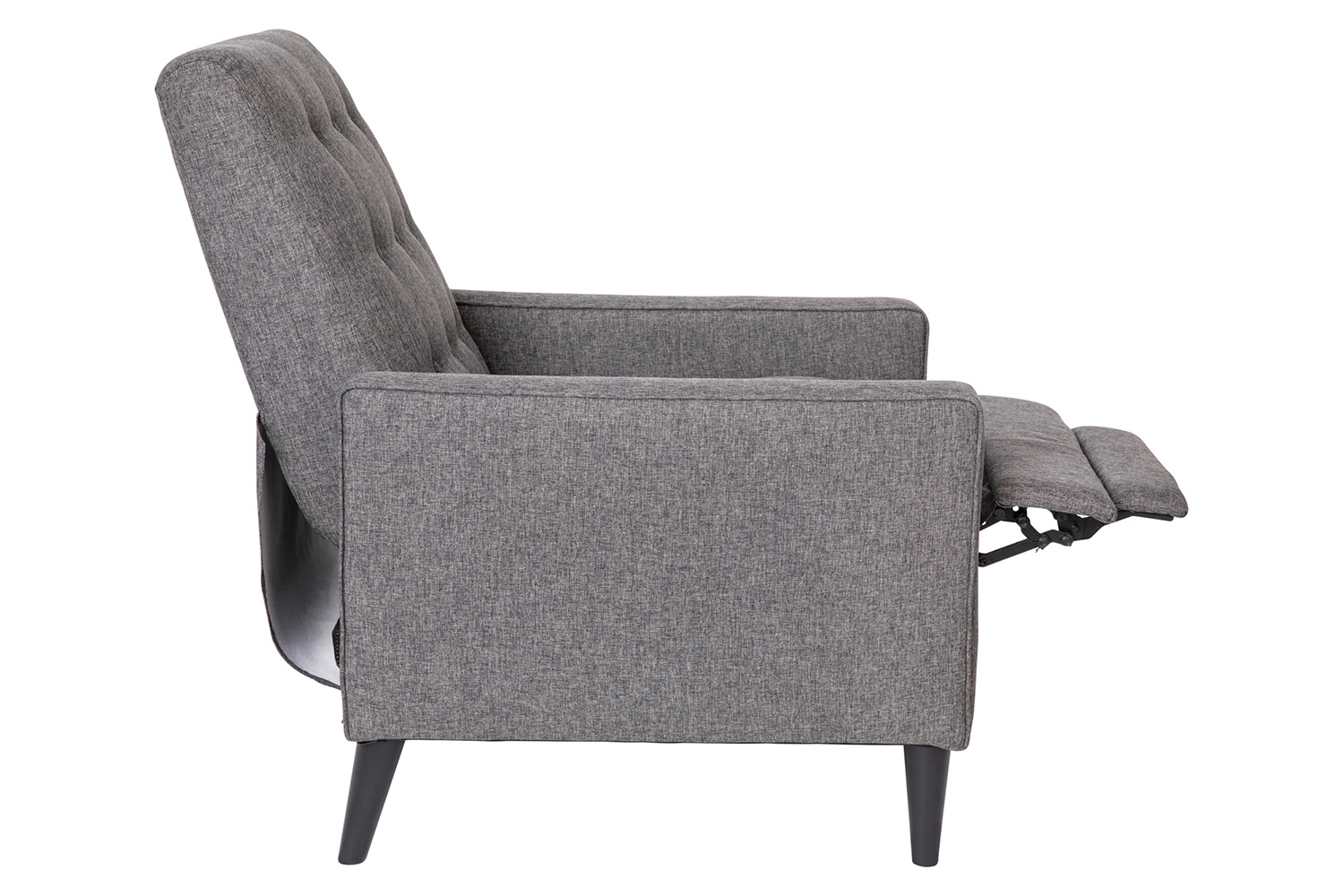 BLNK Ezra Fabric Mid-Century Modern Upholstered Button Tufted Pushback Recliner - Gray