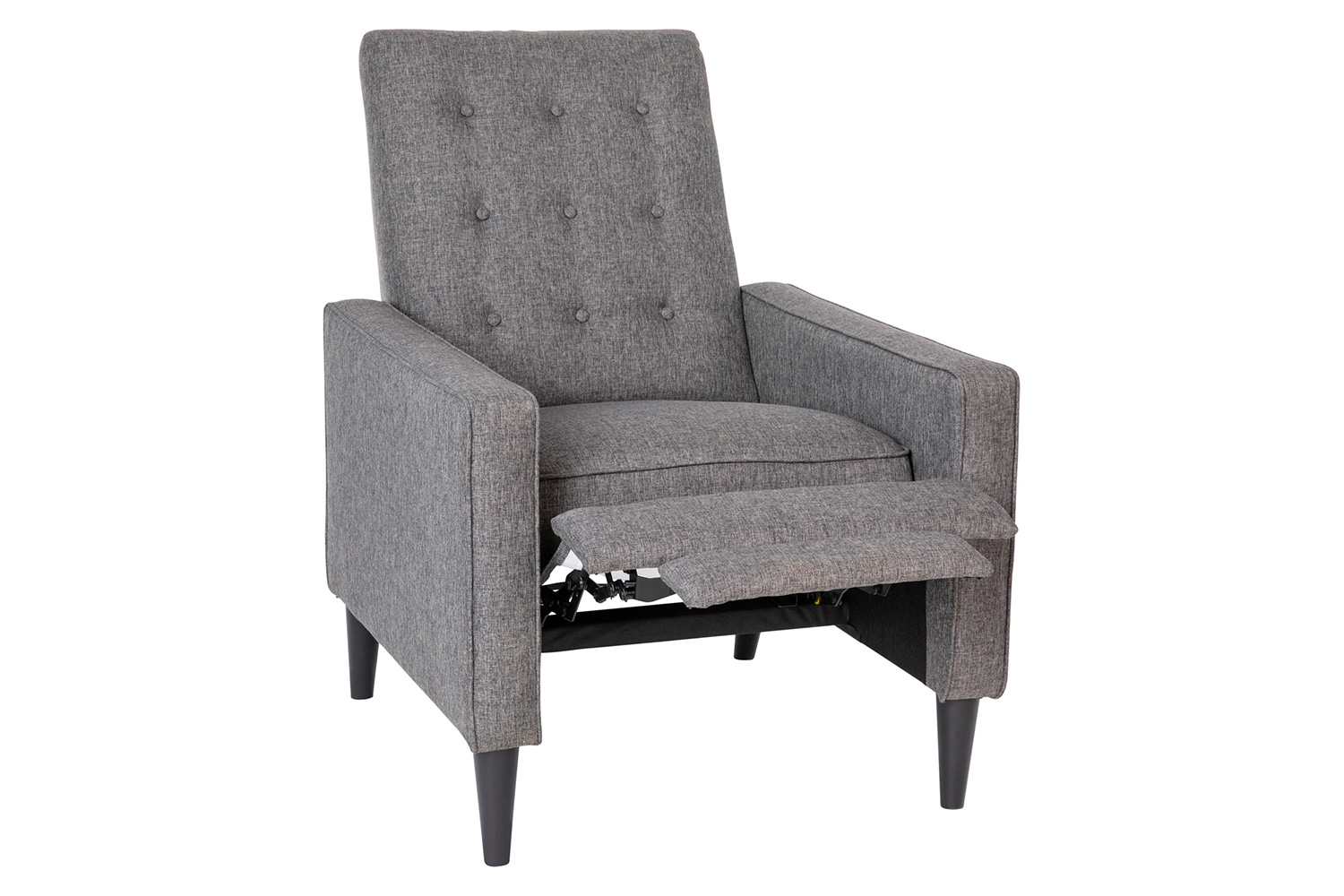 BLNK Ezra Fabric Mid-Century Modern Upholstered Button Tufted Pushback Recliner - Gray