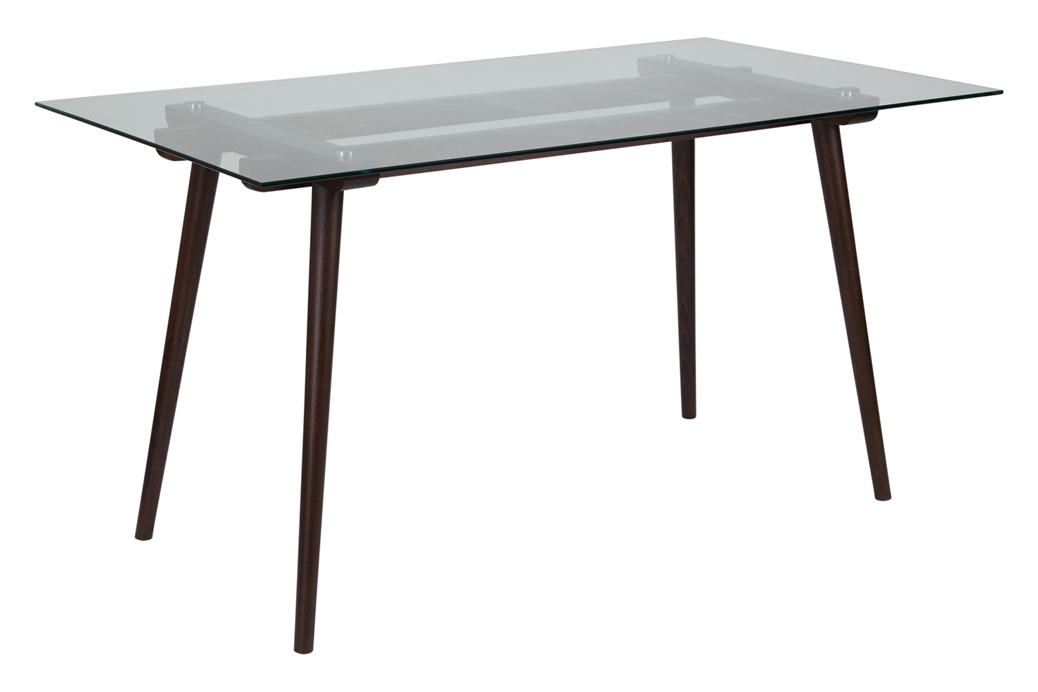 BLNK Meriden Rectangular Wood Solid Table with Clear Glass Top - Espresso