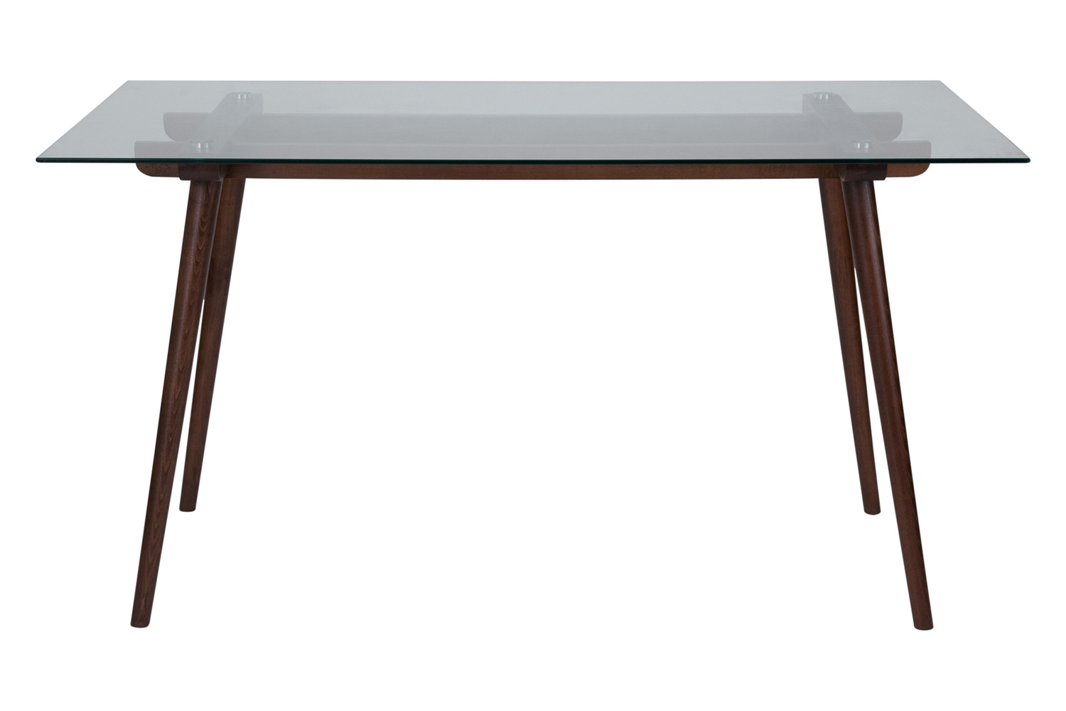 BLNK Meriden Rectangular Wood Solid Table with Clear Glass Top - Walnut