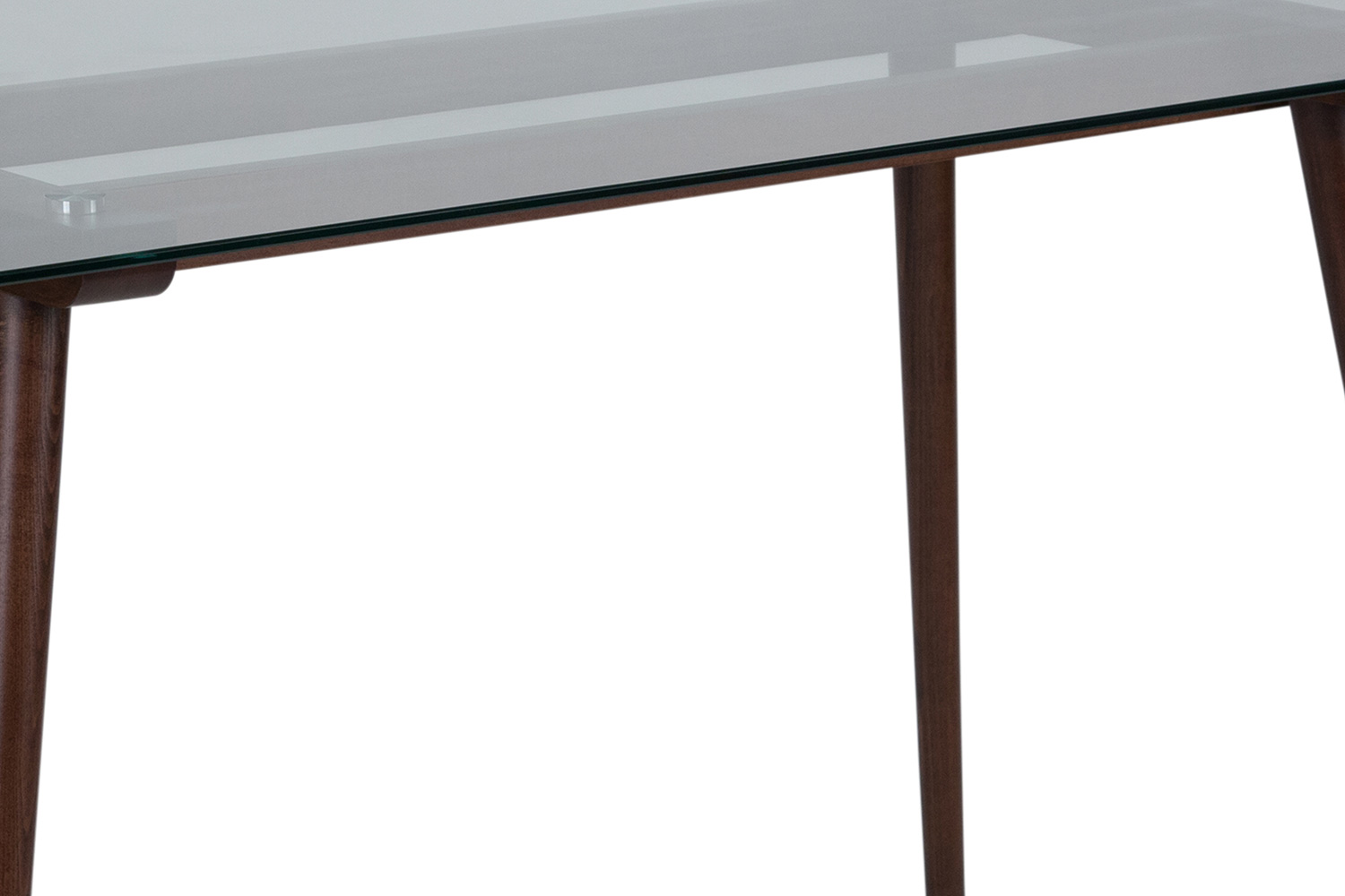 BLNK Meriden Rectangular Wood Solid Table with Clear Glass Top - Walnut