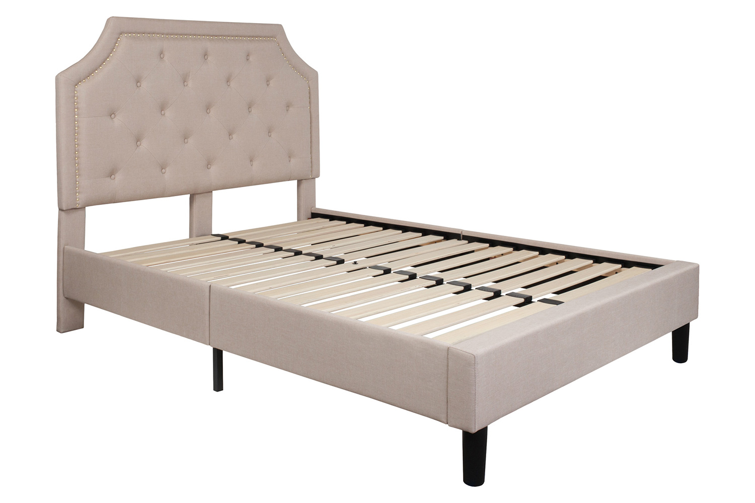 BLNK Brighton Tufted Upholstered Platform Bed - Beige, Full Size