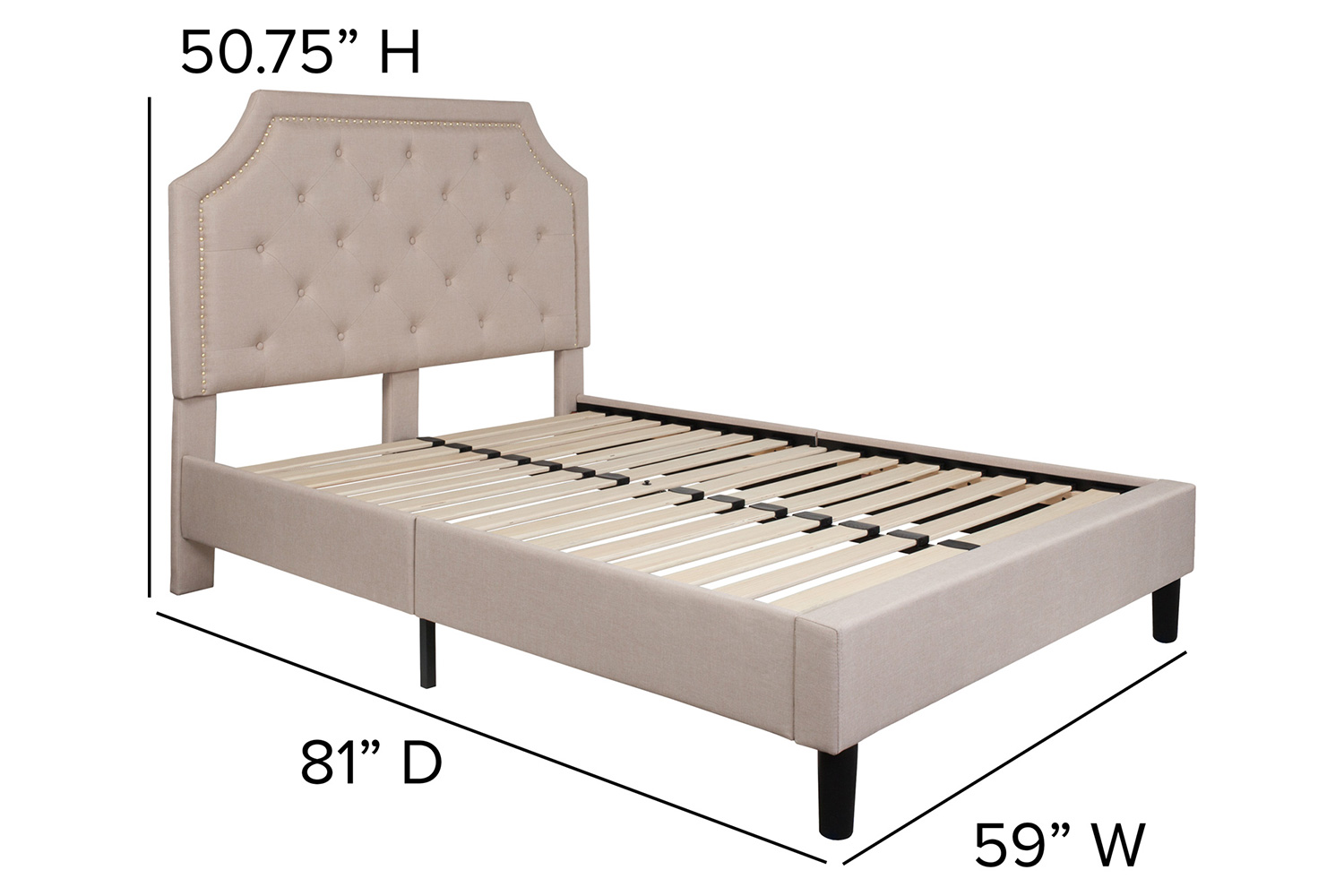 BLNK Brighton Tufted Upholstered Platform Bed - Beige, Full Size