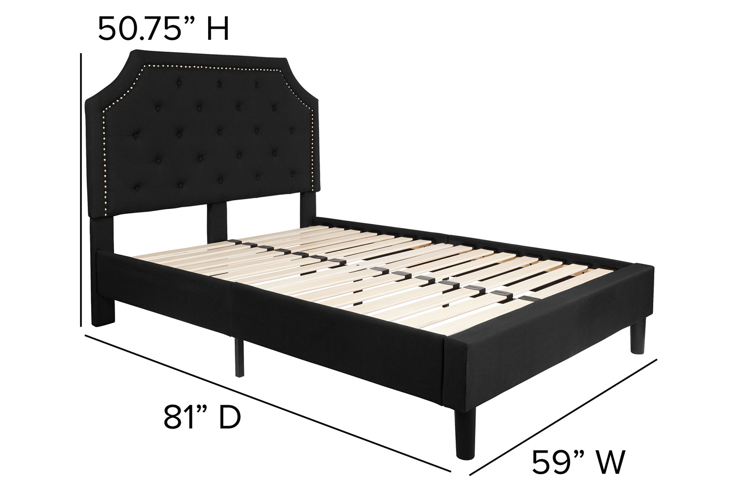 BLNK Brighton Tufted Upholstered Platform Bed - Black, Full Size