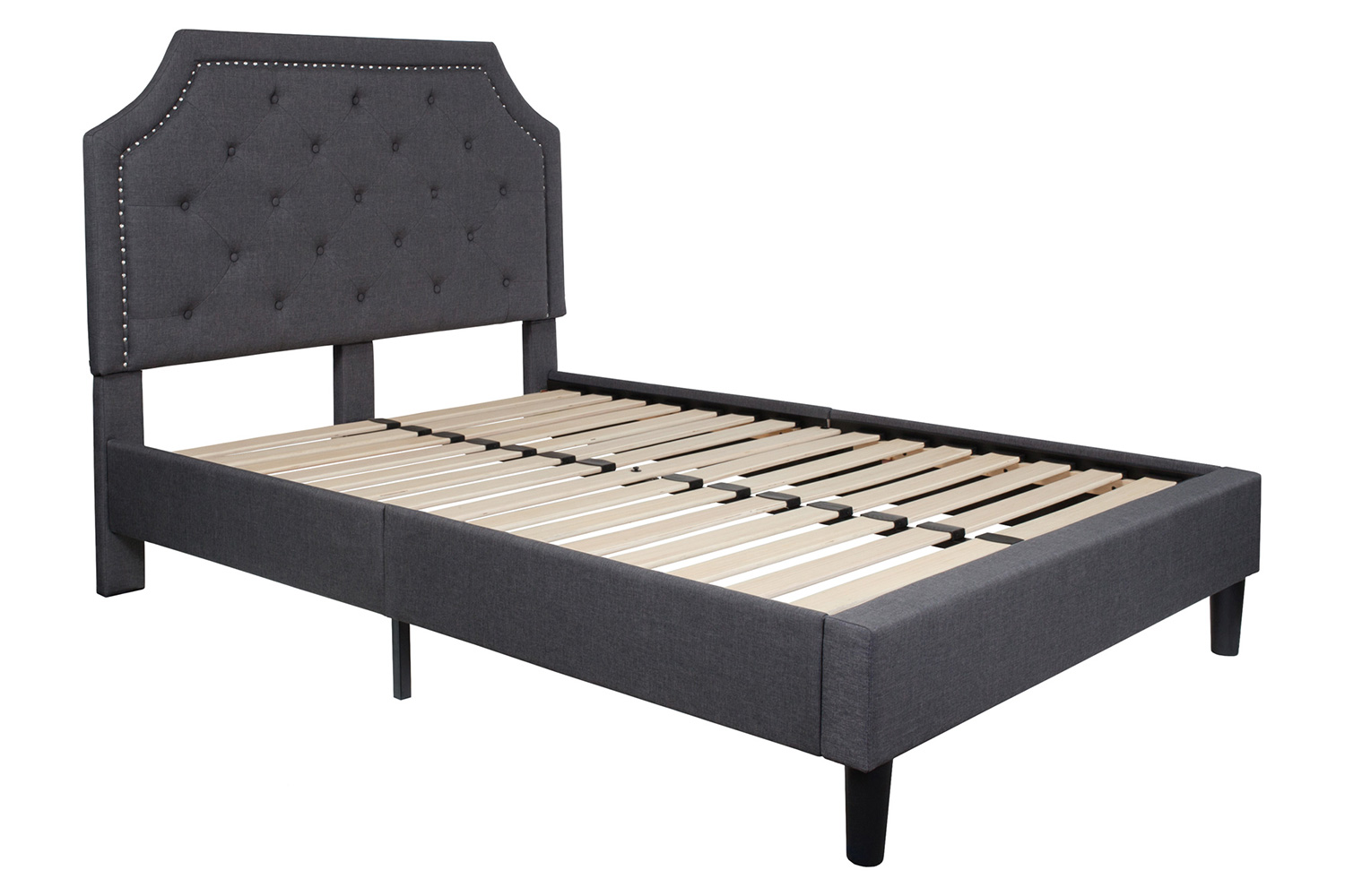 BLNK Brighton Tufted Upholstered Platform Bed - Dark Gray, Full Size