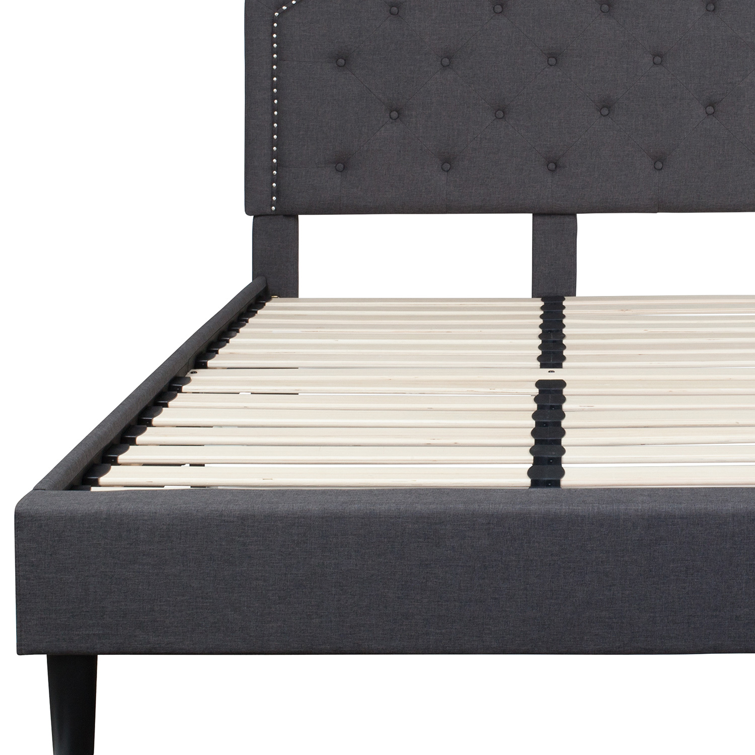 BLNK Brighton Tufted Upholstered Platform Bed - Dark Gray, Full Size