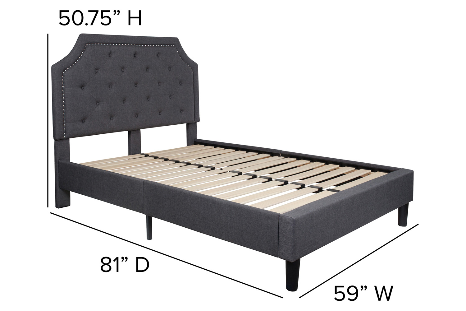 BLNK Brighton Tufted Upholstered Platform Bed - Dark Gray, Full Size