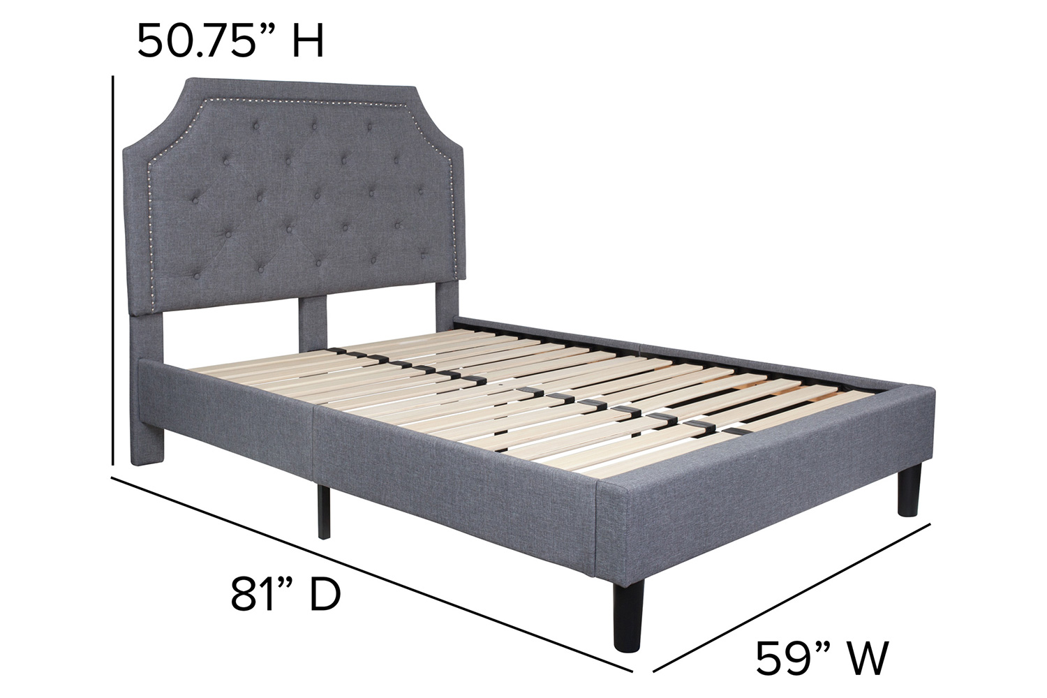 BLNK Brighton Tufted Upholstered Platform Bed - Light Gray, Full Size