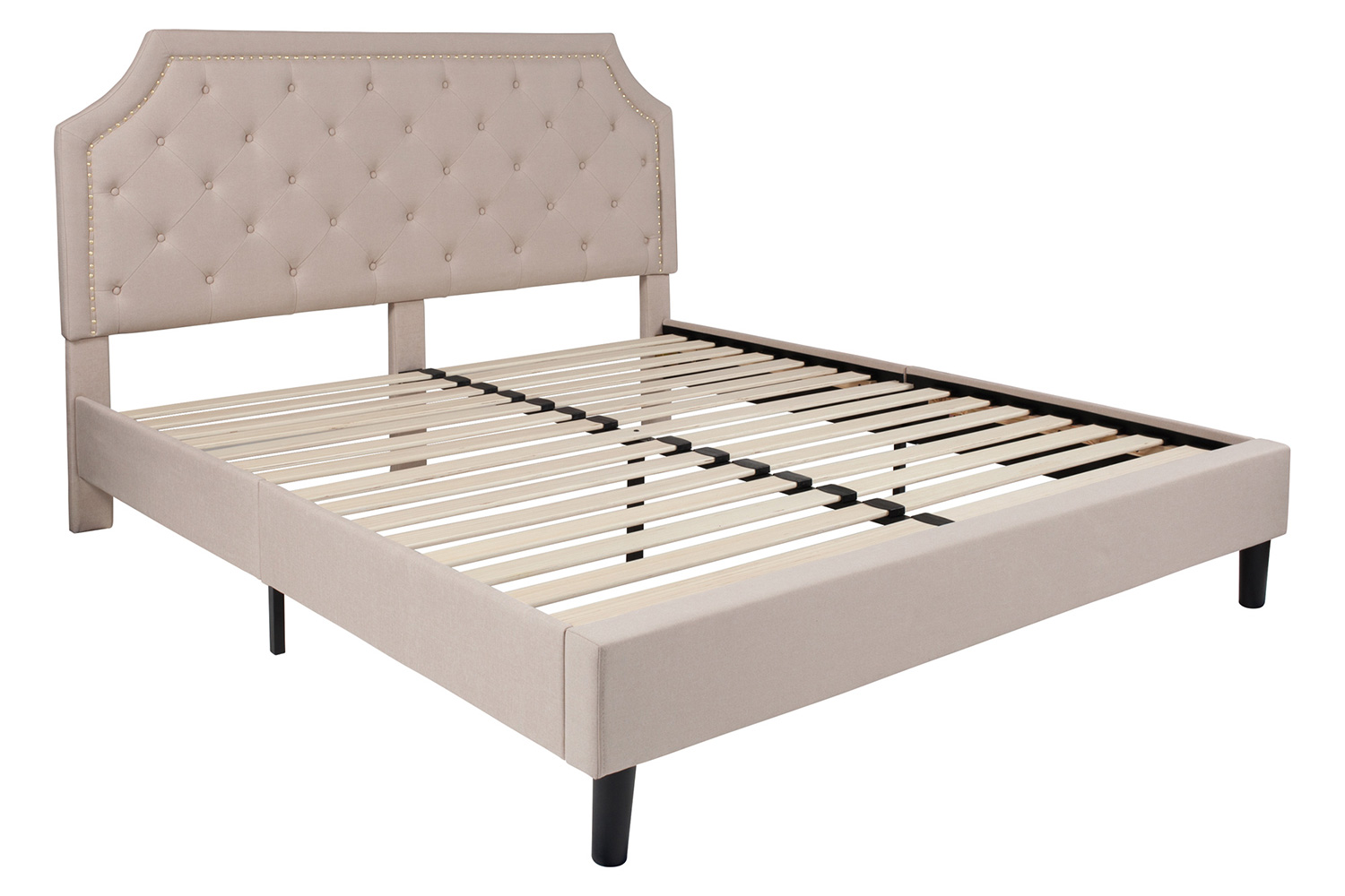 BLNK Brighton Tufted Upholstered Platform Bed - Beige, King Size