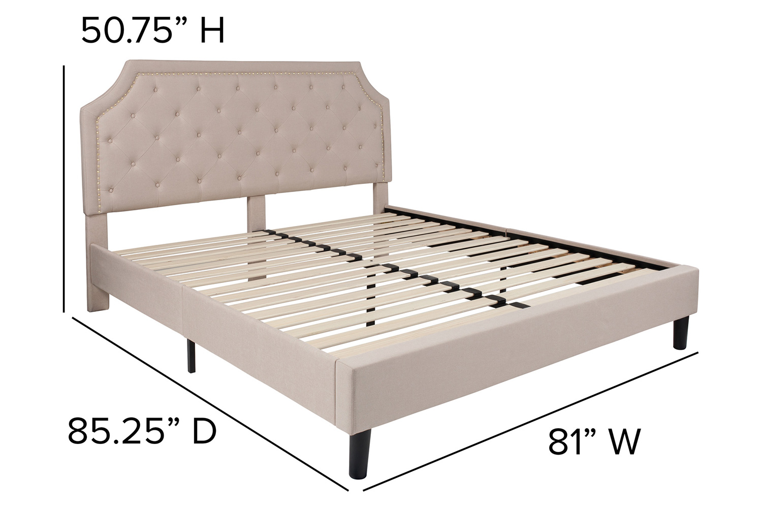 BLNK Brighton Tufted Upholstered Platform Bed - Beige, King Size