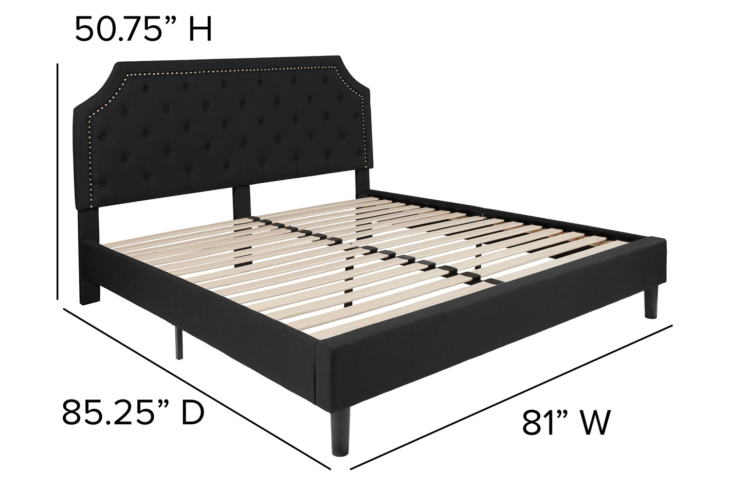 BLNK Brighton Tufted Upholstered Platform Bed - Black, King Size