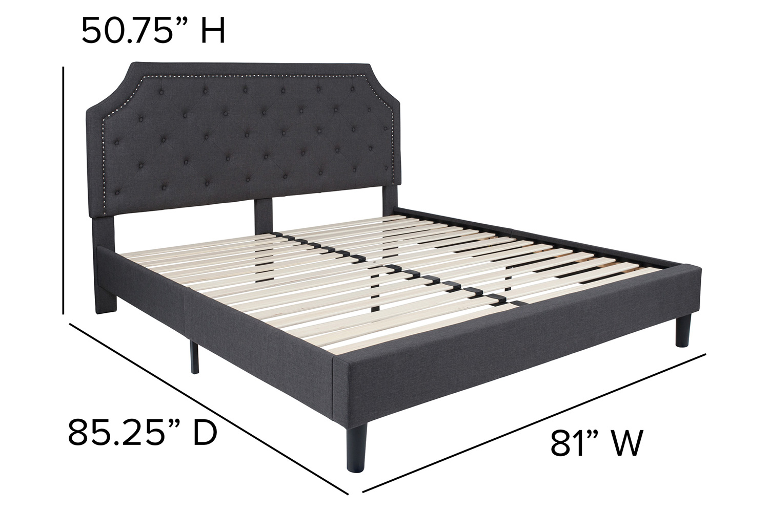 BLNK Brighton Tufted Upholstered Platform Bed - Dark Gray, King Size