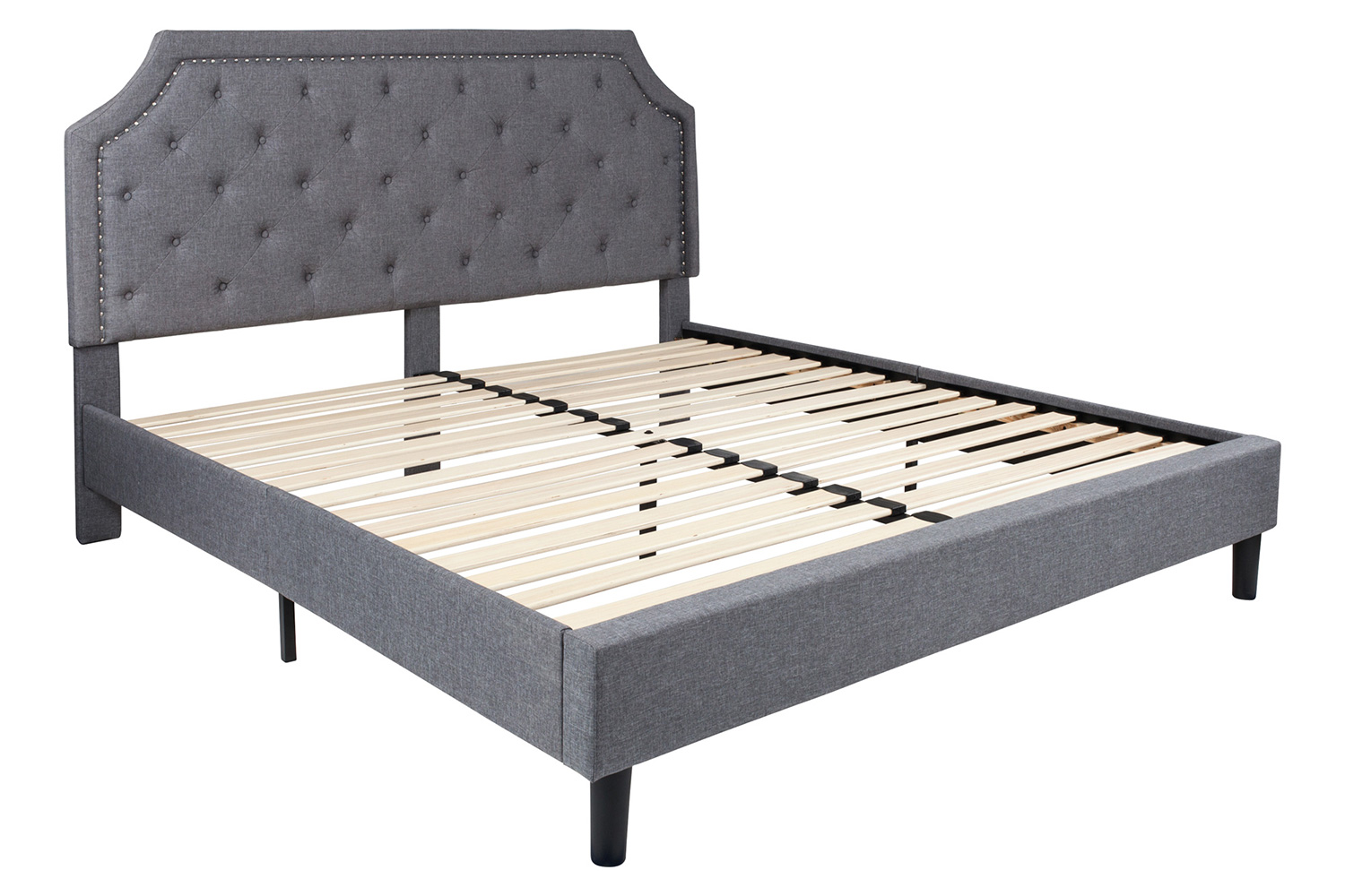 BLNK Brighton Tufted Upholstered Platform Bed - Light Gray, King Size