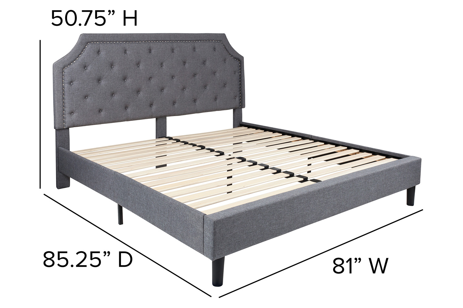 BLNK Brighton Tufted Upholstered Platform Bed - Light Gray, King Size