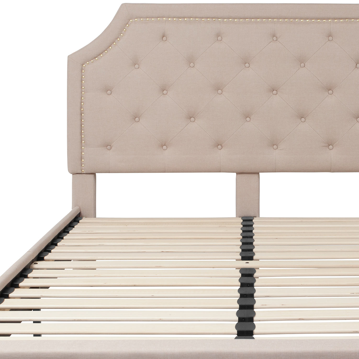 BLNK Brighton Tufted Upholstered Platform Bed - Beige, Queen Size