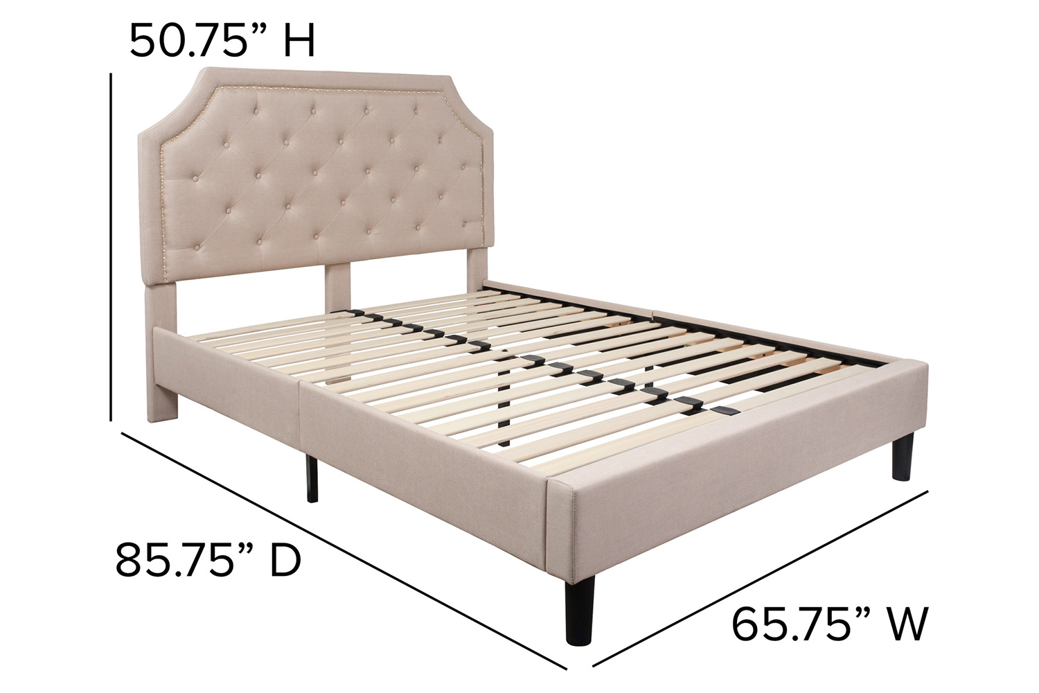 BLNK Brighton Tufted Upholstered Platform Bed - Beige, Queen Size