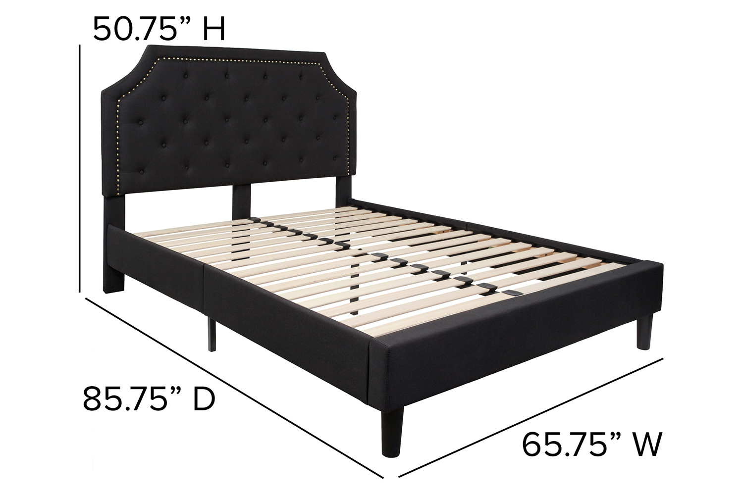 BLNK Brighton Tufted Upholstered Platform Bed - Black, Queen Size