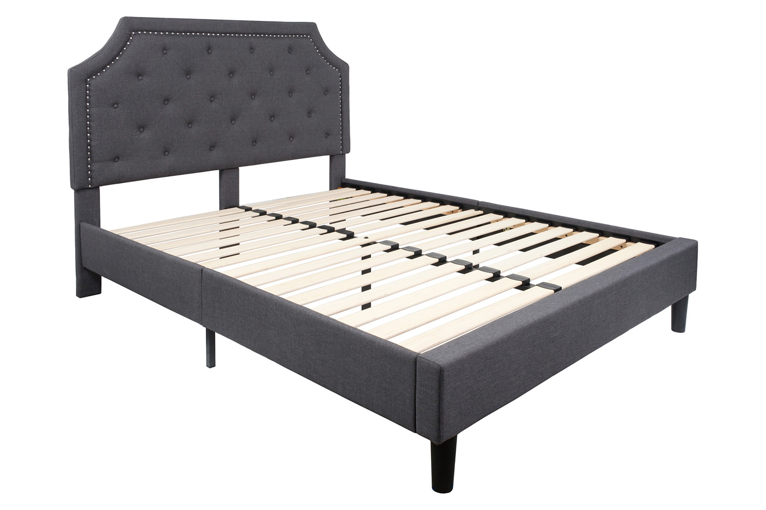 BLNK Brighton Tufted Upholstered Platform Bed - Dark Gray, Queen Size