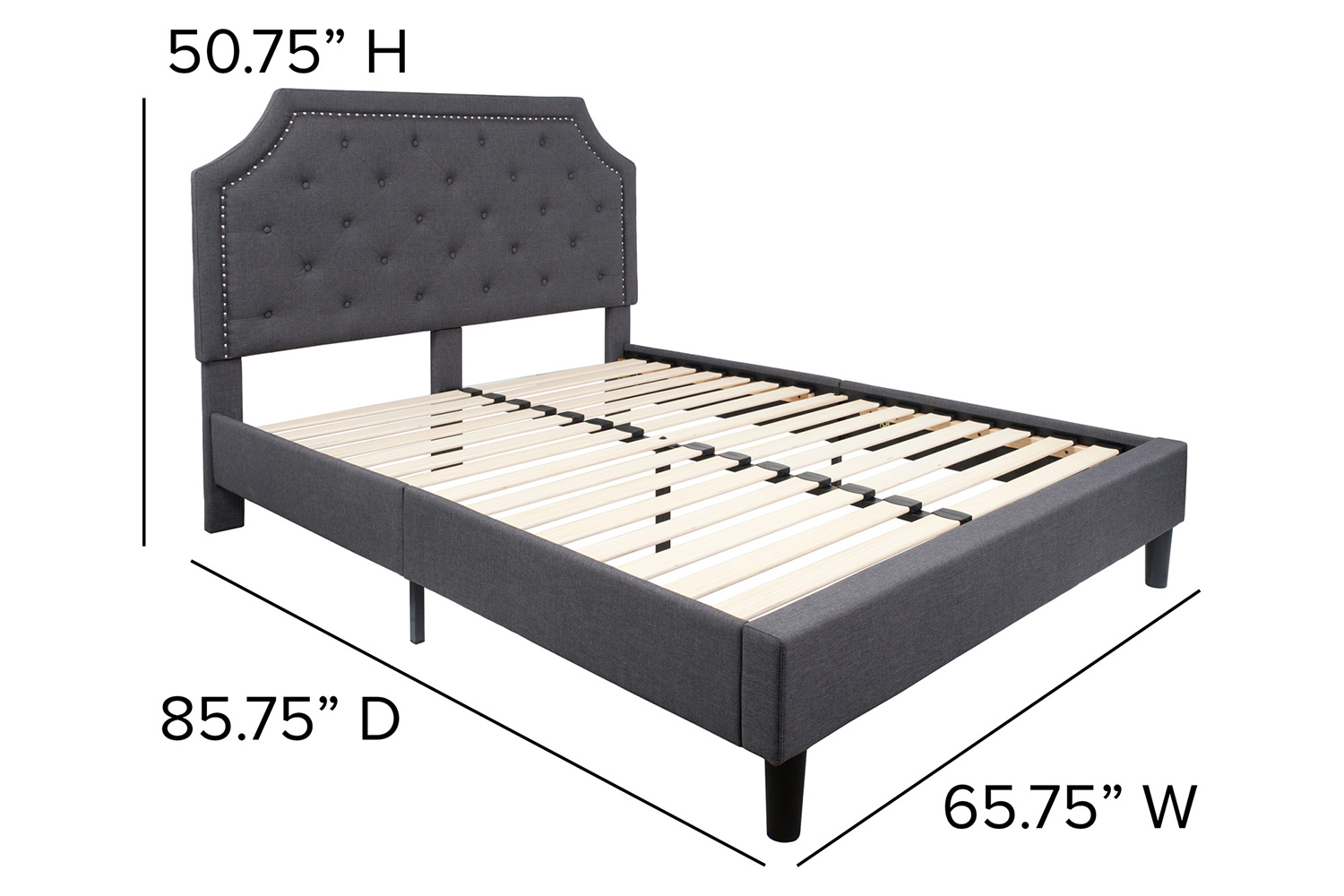 BLNK Brighton Tufted Upholstered Platform Bed - Dark Gray, Queen Size