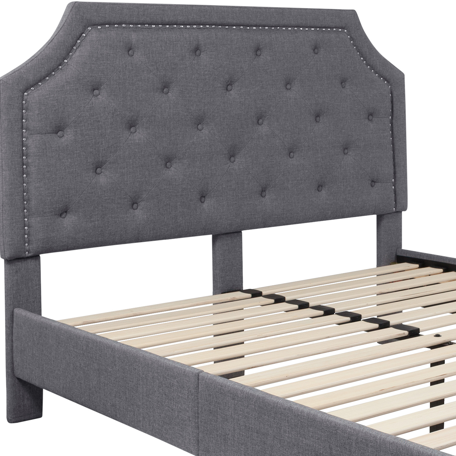 BLNK Brighton Tufted Upholstered Platform Bed - Light Gray, Queen Size