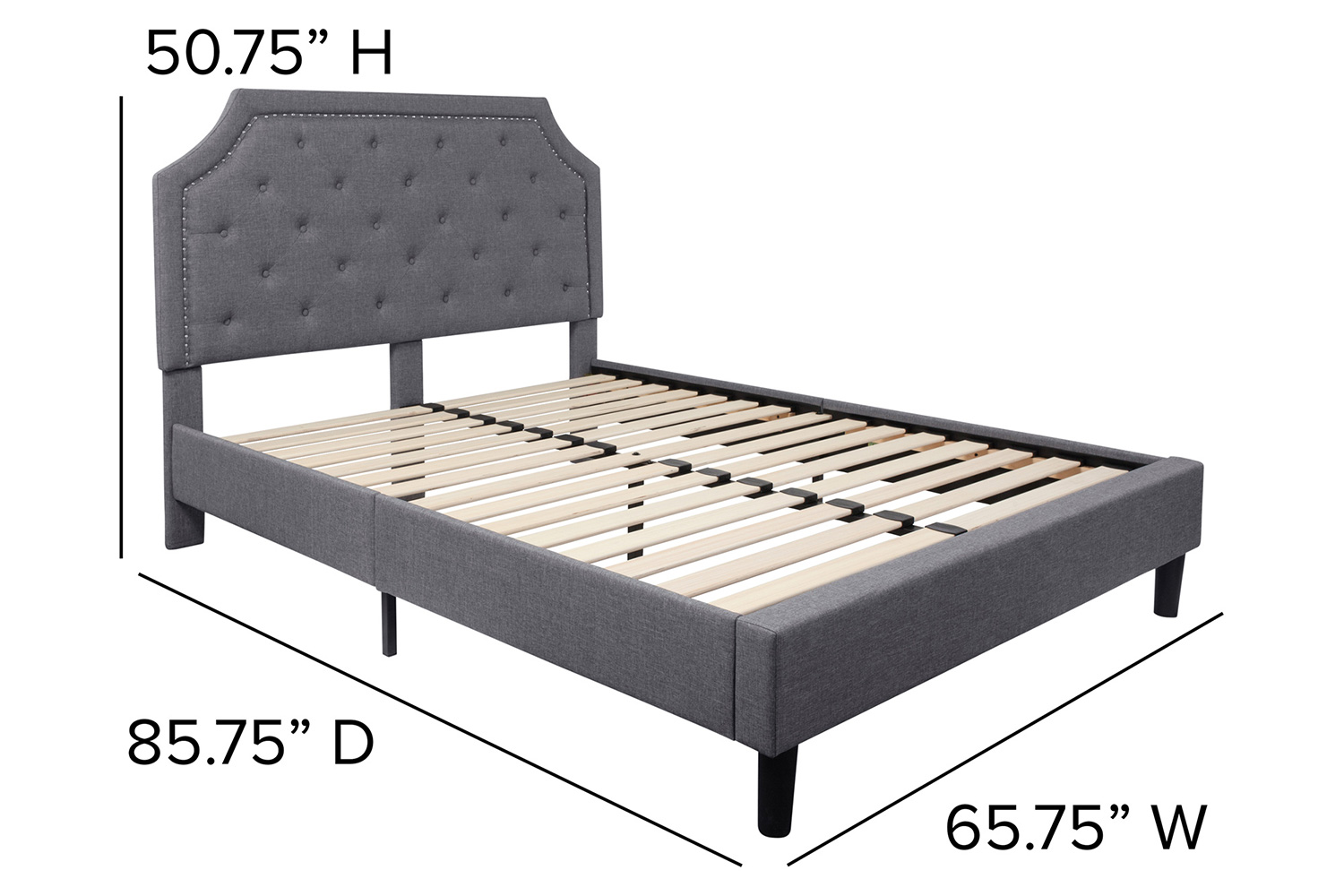 BLNK Brighton Tufted Upholstered Platform Bed - Light Gray, Queen Size