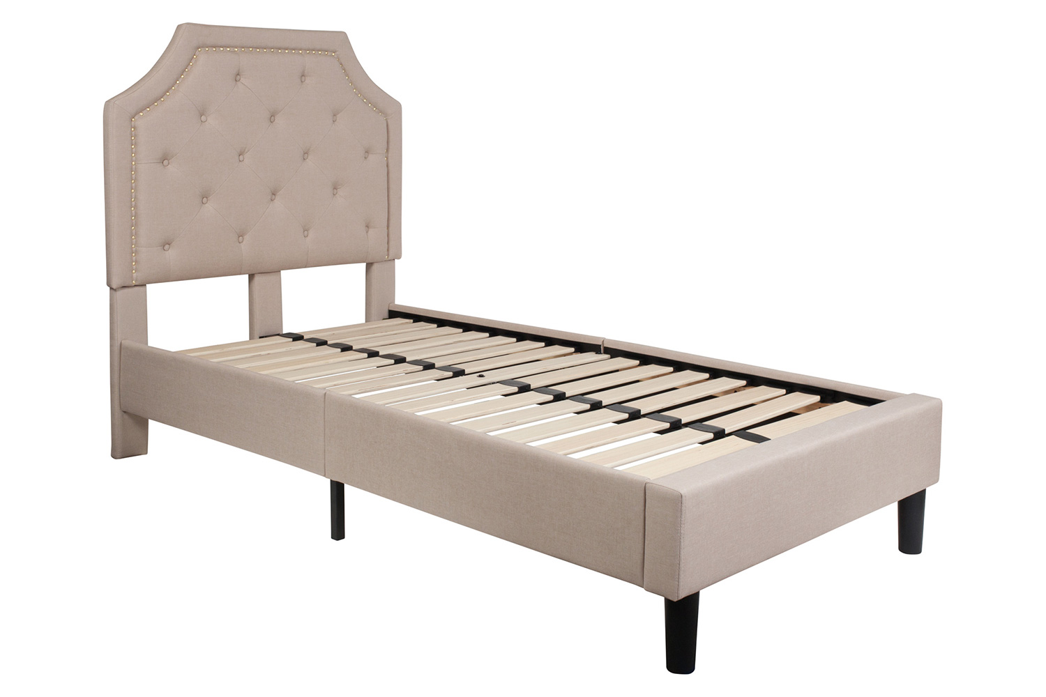 BLNK Brighton Tufted Upholstered Platform Bed - Beige, Twin Size