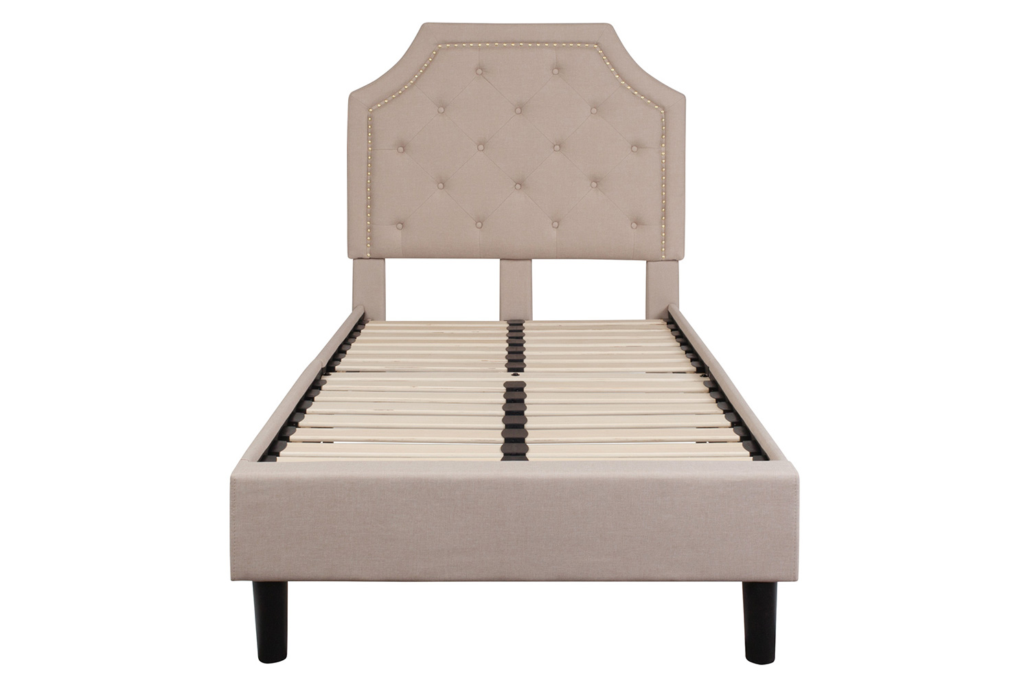 BLNK Brighton Tufted Upholstered Platform Bed - Beige, Twin Size