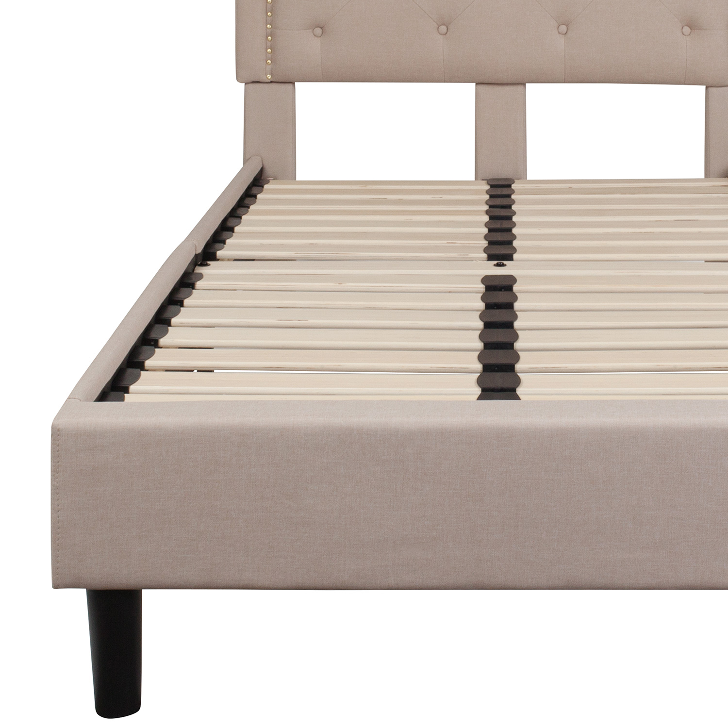 BLNK Brighton Tufted Upholstered Platform Bed - Beige, Twin Size