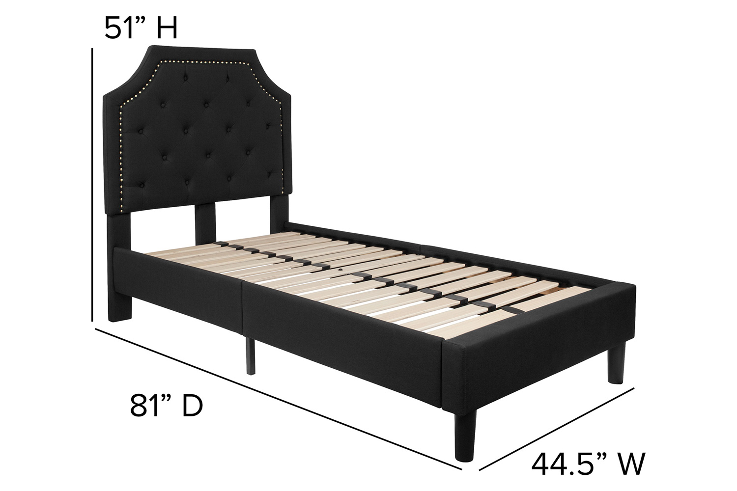 BLNK Brighton Tufted Upholstered Platform Bed - Black, Twin Size