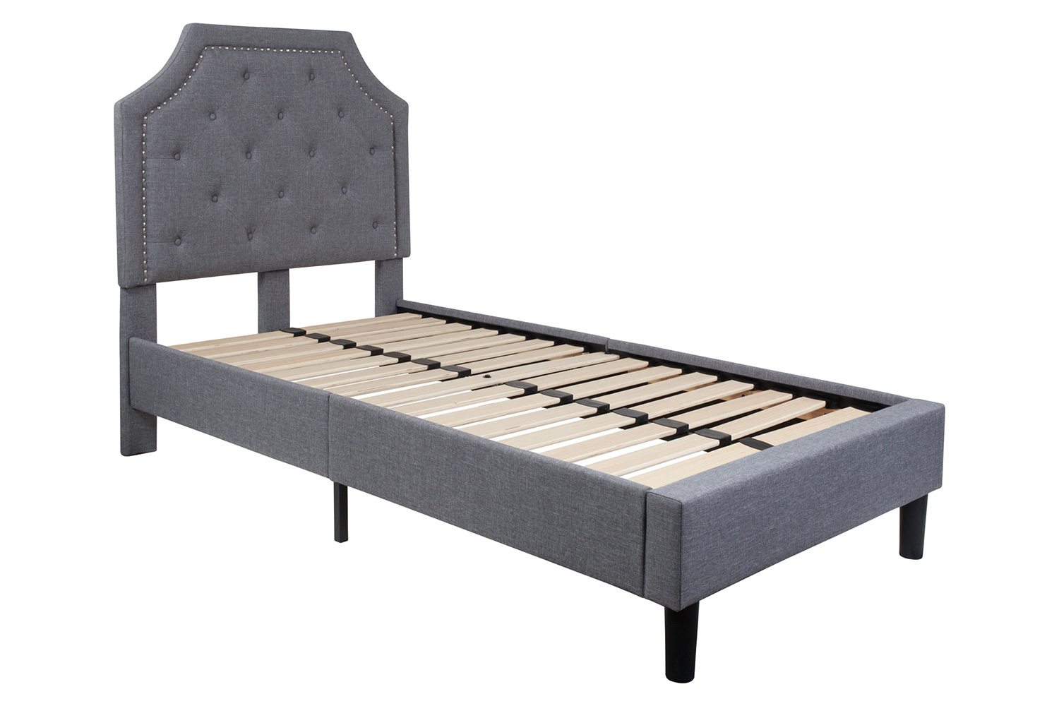 BLNK Brighton Tufted Upholstered Platform Bed - Light Gray, Twin Size