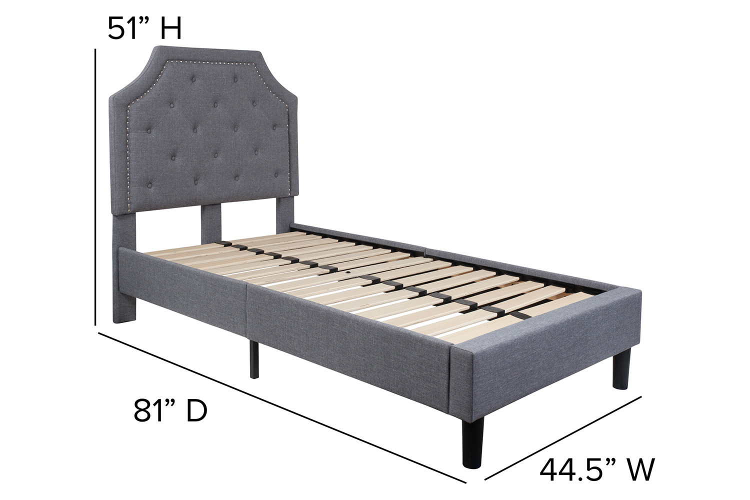 BLNK Brighton Tufted Upholstered Platform Bed - Light Gray, Twin Size