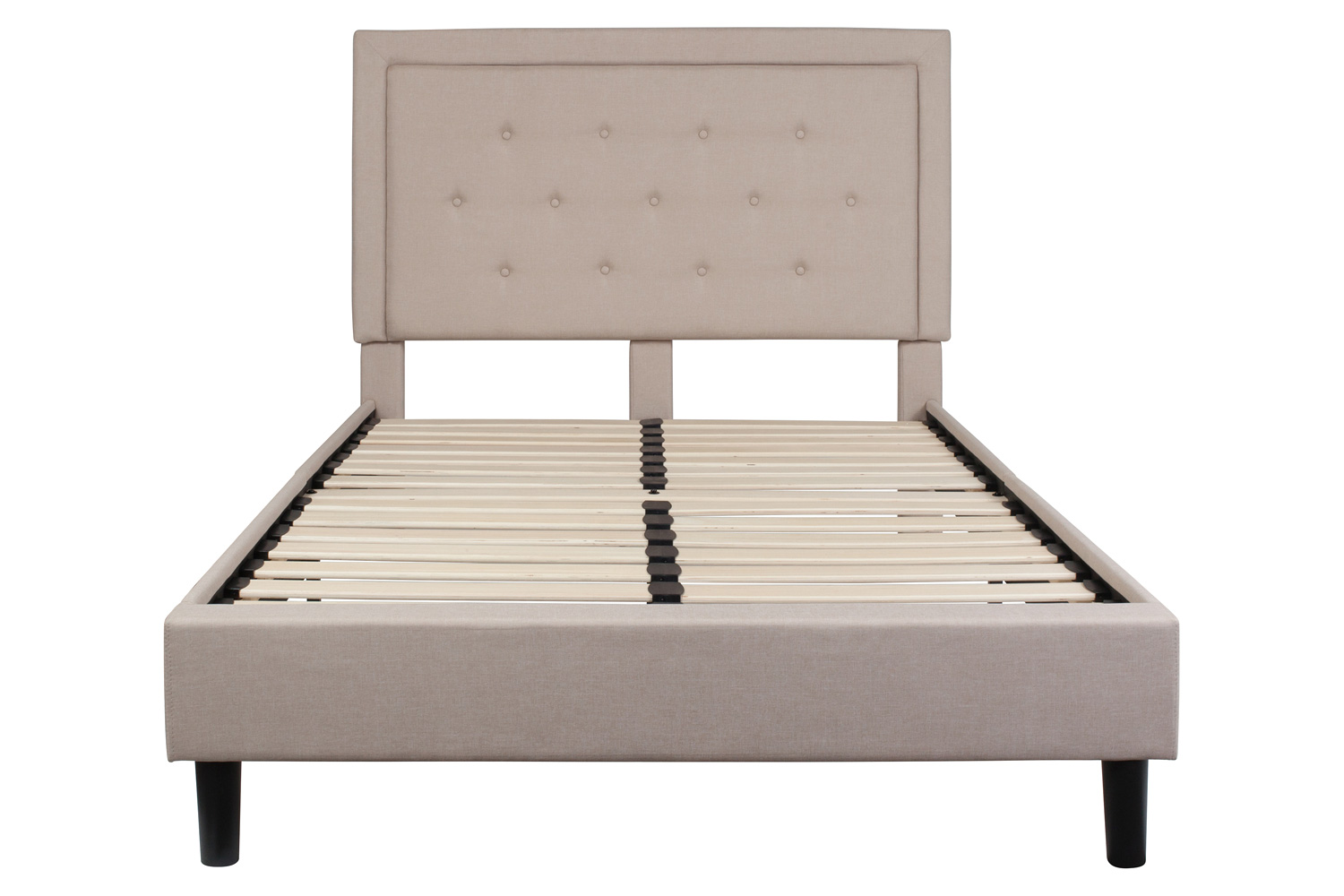 BLNK - Roxbury Tufted Upholstered Platform Bed in Beige Fabric