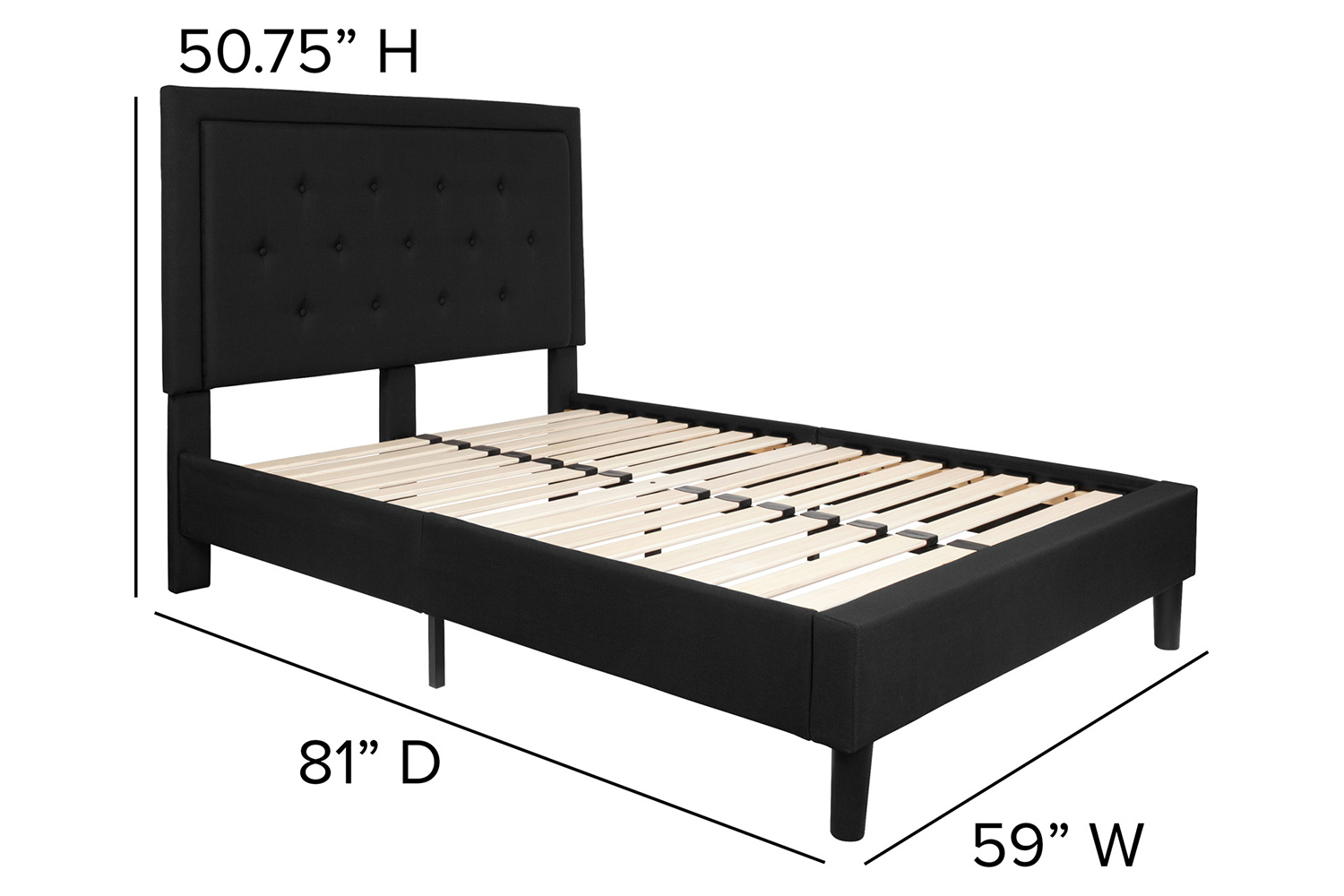 BLNK Roxbury Tufted Upholstered Platform Bed - Black, Full Size