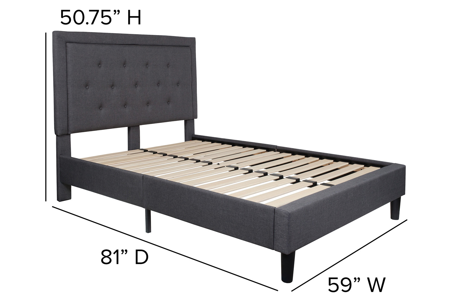 BLNK Roxbury Tufted Upholstered Platform Bed - Dark Gray, Full Size