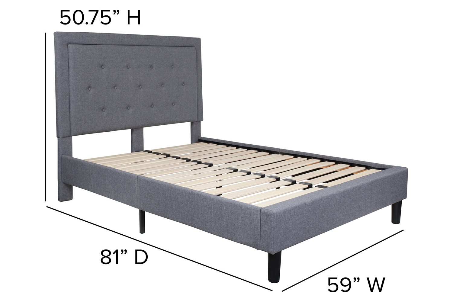 BLNK Roxbury Tufted Upholstered Platform Bed - Light Gray, Full Size