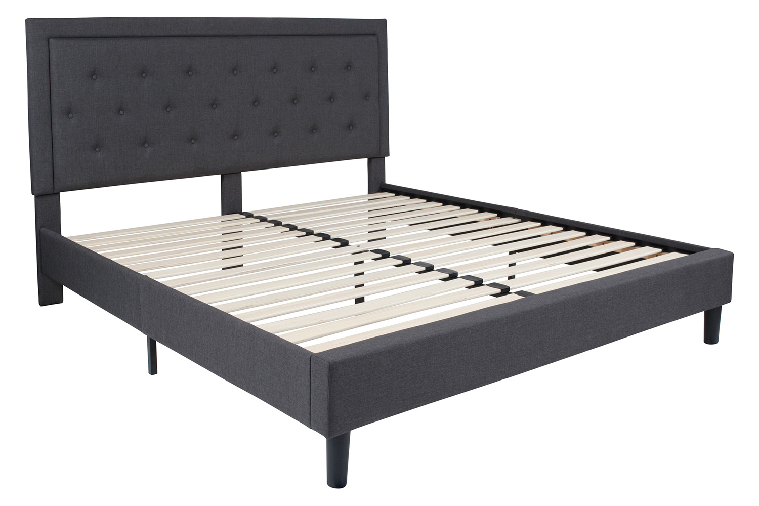 BLNK Roxbury Tufted Upholstered Platform Bed - Dark Gray, King Size