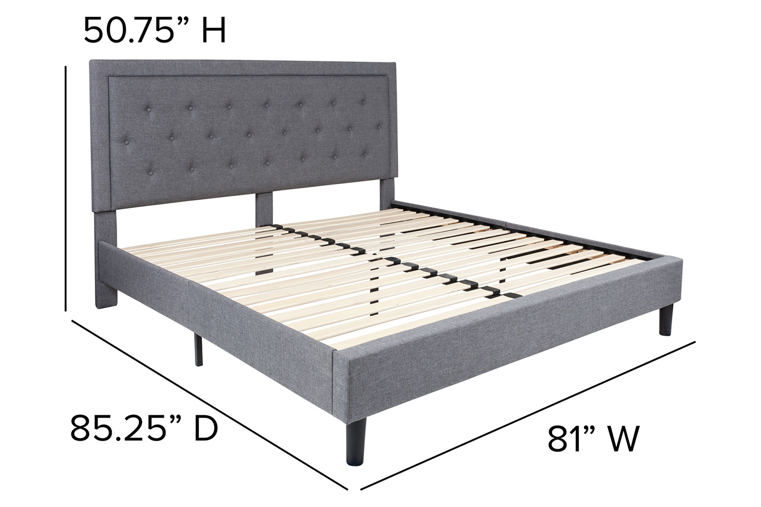 BLNK Roxbury Tufted Upholstered Platform Bed - Light Gray, King Size