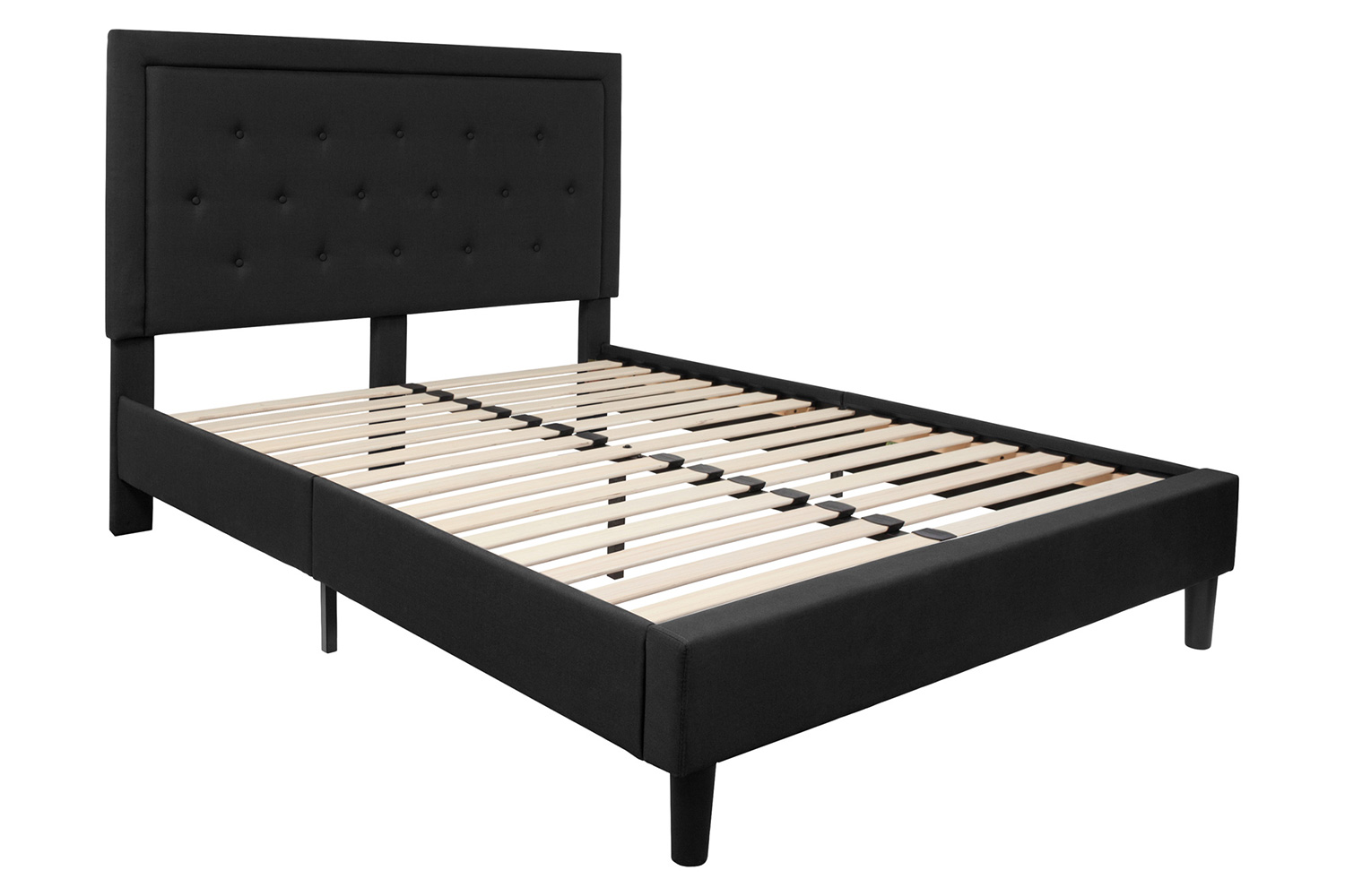 BLNK Roxbury Tufted Upholstered Platform Bed - Black, Queen Size